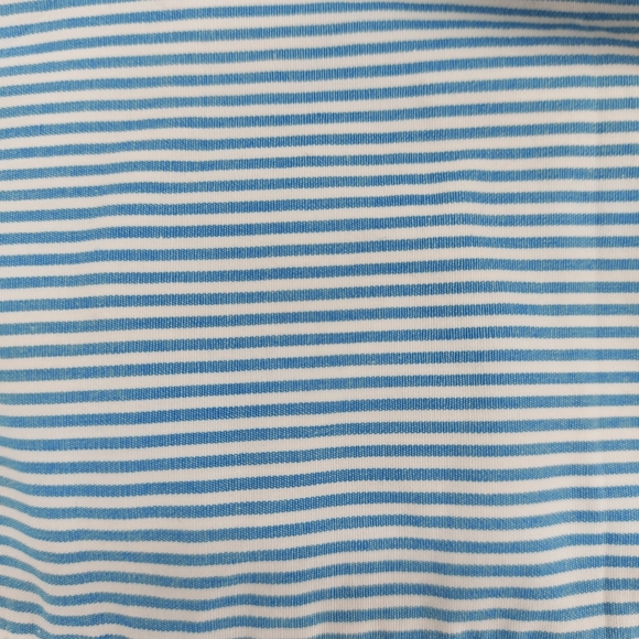 L.L. Bean Striped Button Up Blue/White Shirt Floral Neck/Cuffs Oxford Shirt - Picture 10 of 10